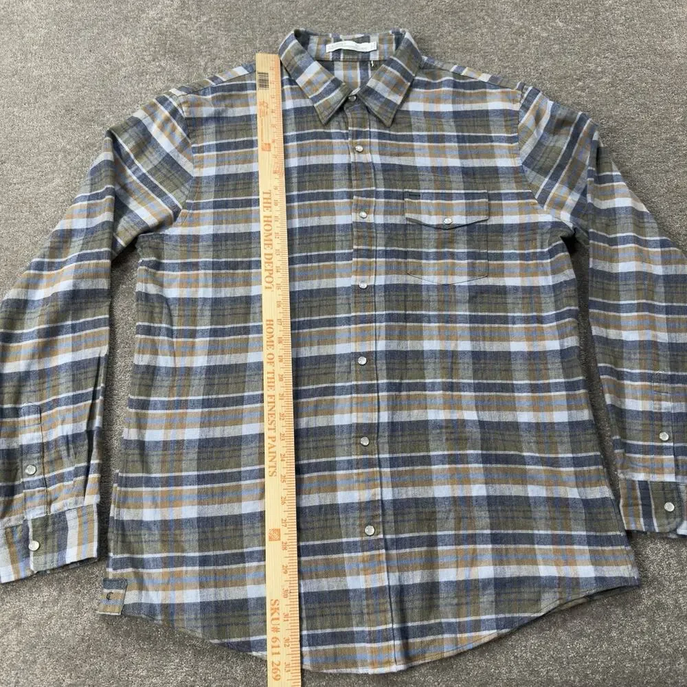 Criquet Mens XXL Flannel Plaid Long Sleeve‎ Button Shirt Blue Olive Tan Casual